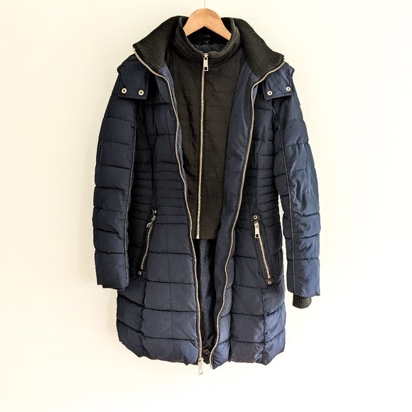 Guess Navy Blue Winter Puffer Jacket, Size M - Picture 1 of 10